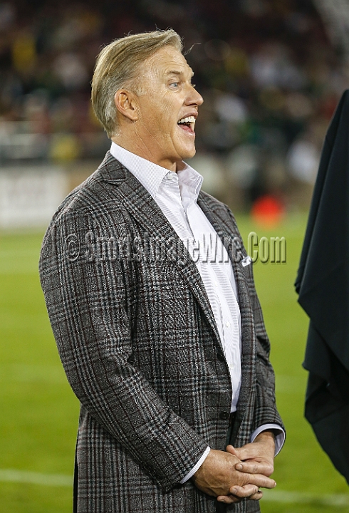 2013-Stanford-Oregon-035.JPG - Nov. 7, 2013; Stanford, CA, USA; Former Stanford Cardinal quarterback John Elway has his number retired in a halftime ceremony at game against the Oregon Ducks at Stanford Stadium. Stanford defeated Oregon 26-20.